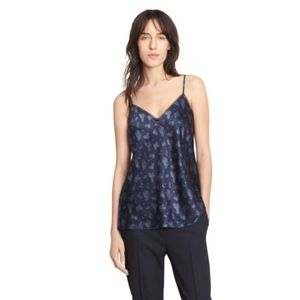 VINCE BLUE FLORAL SILK LUXE CAMI TOP